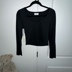 Babaton Black Long Sleeve Crop Top